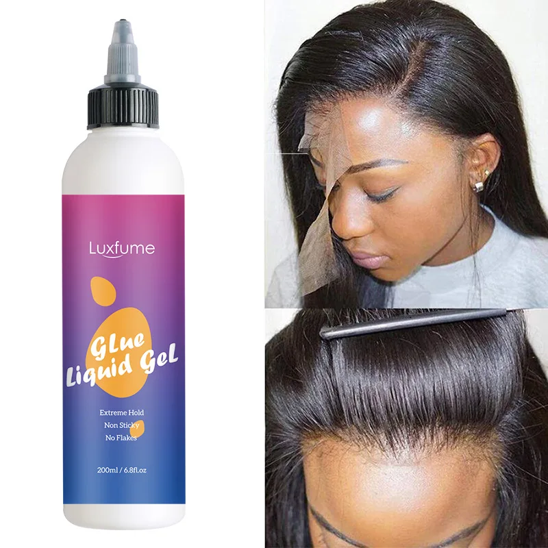 200ML Lace Glue Gel Strong Hold Liquid Glue Gel Invisible Wig Adhesive Clear Edge Control Styling Gel For Baby Hair Wigs