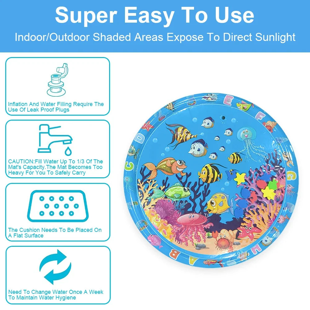 1pc 100cm/39.37 pouces poisson clown gonflable PVC tapis de jeu bébé jouer tapis d'eau enfant en bas âge Pad enfants éducation précoce activité jouets tapis