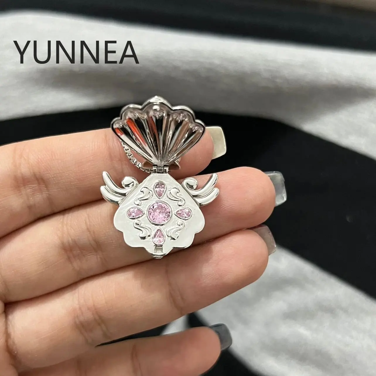 Collar con dije de concha de circonita brillante para mujer y niña, accesorios de joyería dulce, regalo que se puede abrir, Gargantilla con colgante de concha chapada en plata