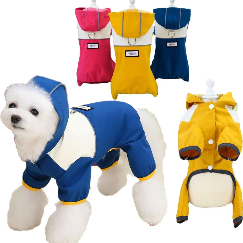 

Pet Dog Raincoat Reflective Dog Clothes Jumpsuit Chiwawa Maltese Waterproof Hooded Rain Coat Puppy Small Dog Jacket Raincoat XXL