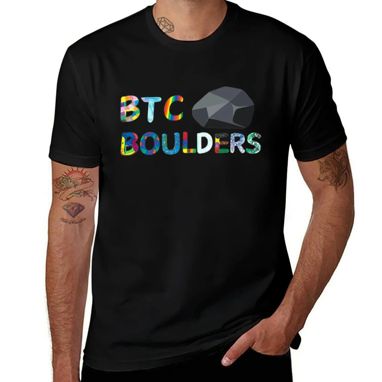 

BTC Boulders Colorful 2 T-Shirt customizeds kawaii clothes vintage graphic tee anime shirt mens white t shirts