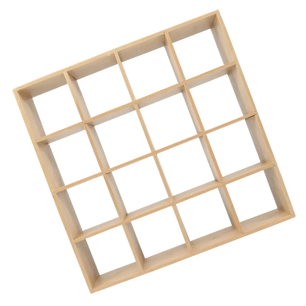 

Miniature Wooden 16-Grid Storage Rack Mini Furniture Organizer Shelf Decorative for Dollhouse Display House Decor
