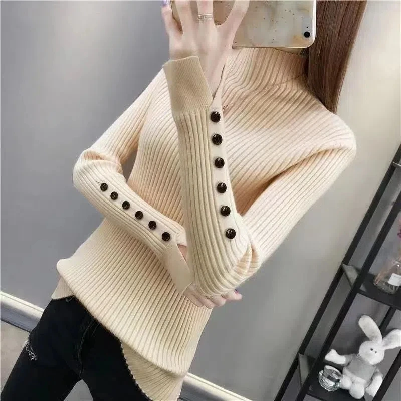 New-coming Autumn Winter Warm knit sweater Femme Turtleneck Pullovers Sweaters Long Sleeve Slim Oversize Korean Women\'s Sweater