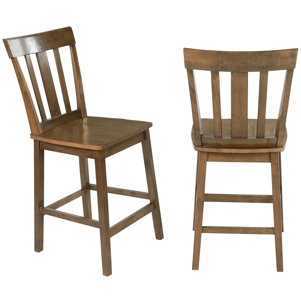 5 Piece Solid Wood Cherry Counter Height Dining Set 4 Easy Assembly Indoor Use Sturdy Square Table and Chairs