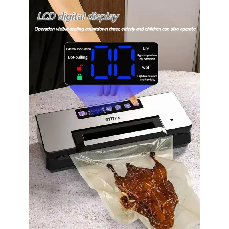 Fully Automatic Food Vacuum Sealer Household Digital Display Dual-use Dry and Wet Plastic Sealing Preservation Packaging Machine view 3