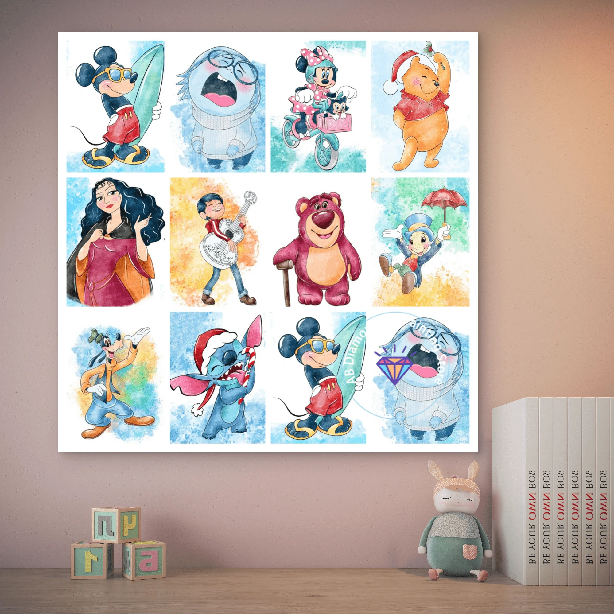 

Mickey Mouse Winnie the Pooh Sadness Lots-o'-Huggin' Bear AB Diamond Painting Kit 5D DIY Diamond Embroidery Handmade Art Gift