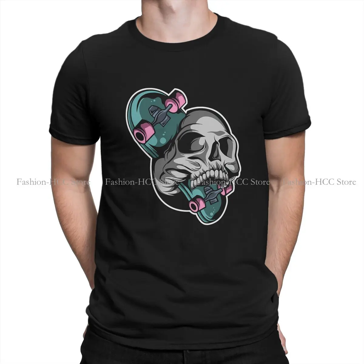 Skateboard Skull Unique Polyester TShirt Skateboard Top Quality Creative Gift Idea  T Shirt Stuff