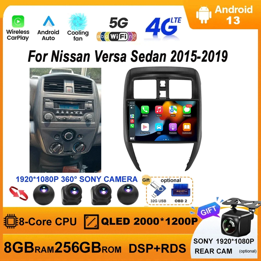 

Android Car Radio Video Player For Nissan Versa sedan 2015-2019 GPS Navigation Carplay Auto Stereo Player WIFI 4G DSP 360 camera