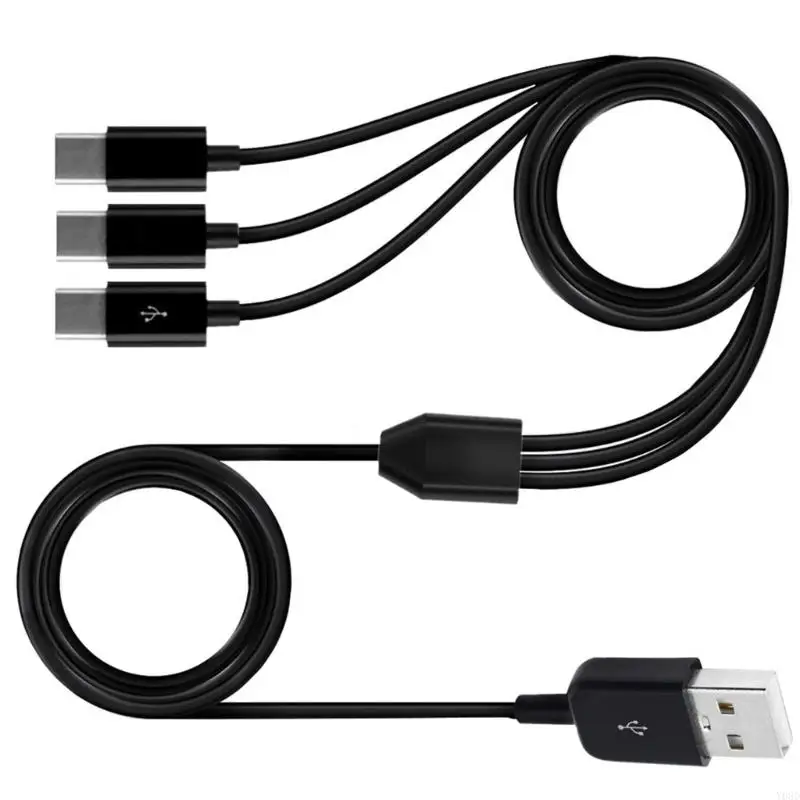 Y08D USB 2.0 tipo A macho a 3 tipo C macho divisor Y cable adaptador conector carga y sincronización datos 0,3
