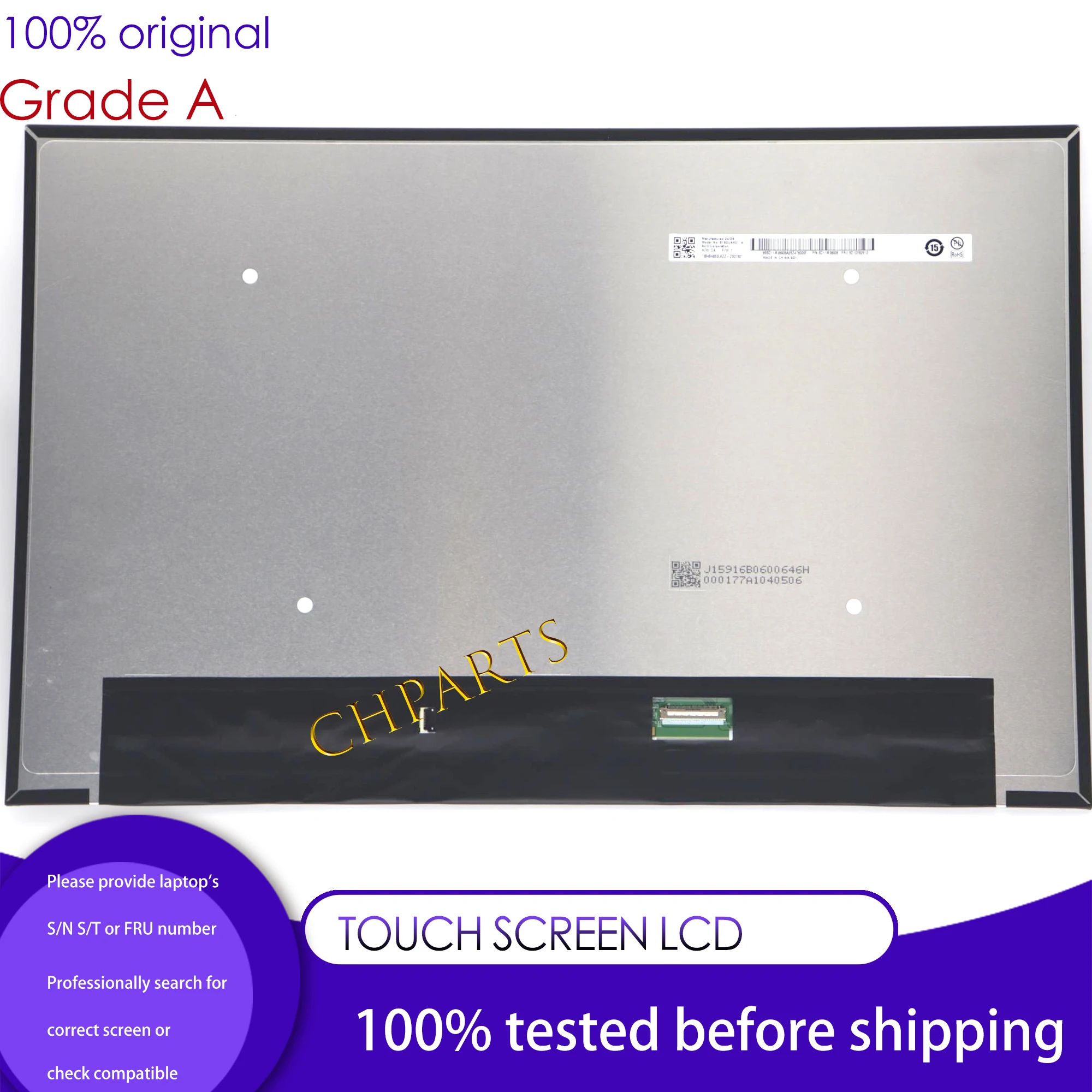 

IPS 16.0'' Display Replacement Panel Matrix Laptop LCD screen 1920x1200 For B160UAK01.4 45% NTSC On-Cell Touch 5D10V82512