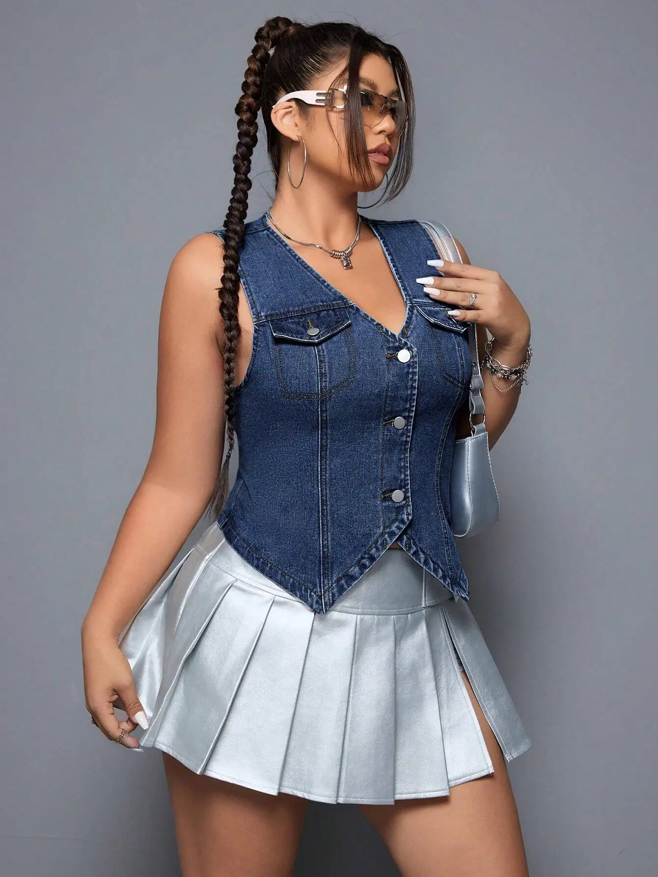 

Джинсовый жилет без рукавов с застежкой на пуговицах спереди, летний повседневный топ