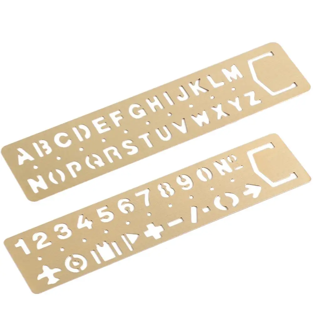 

Stationery Brass Ruler Bookmark Hollow Letters Number Letter Bookmark Template Multifunction Metal Bookmark Student
