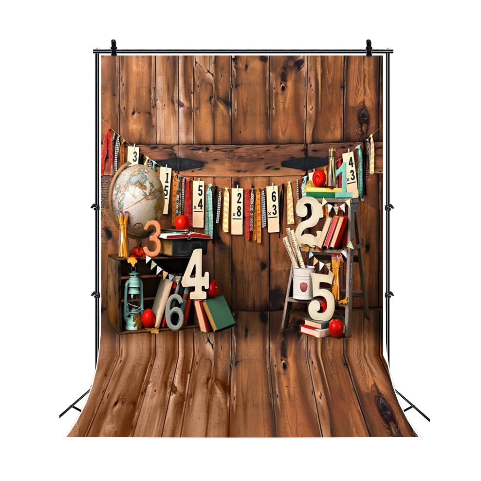 Back to School Wooden Board Bookshelf Portrait Backdrops Library Study Room Decor Photocall Photography Background Photo Studio