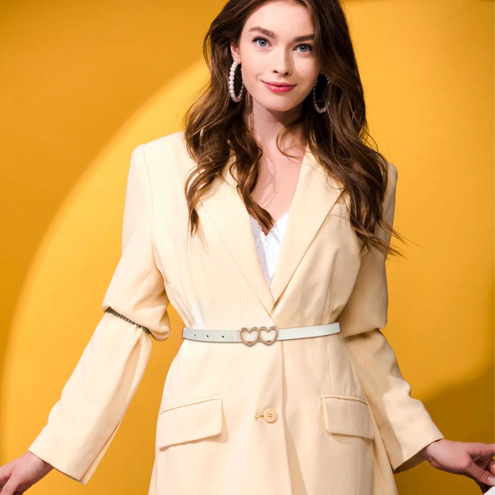 

3Pcs Heart Buckle Waist Belt Thin Adjustable Fashion Belts for Dresses Jeans Women Waist Accessory Cool Belt Belts Straps