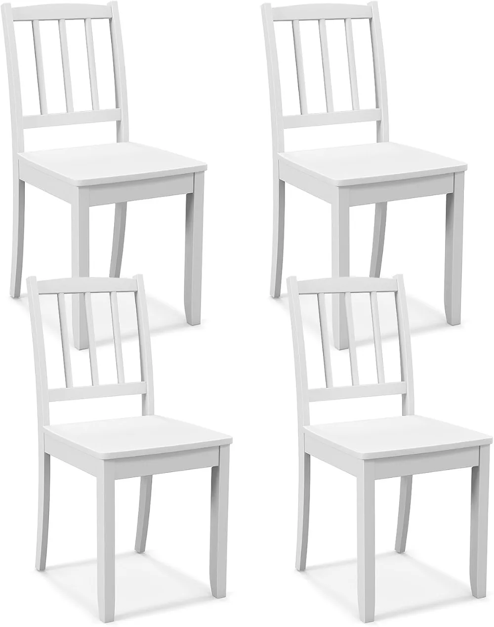 Farmhouse Dining Chairs Set of 4, Modern Kitchen Chairs w/Rubber Wood Legs & Curved Backrest, Ladder Back Diner Chairs