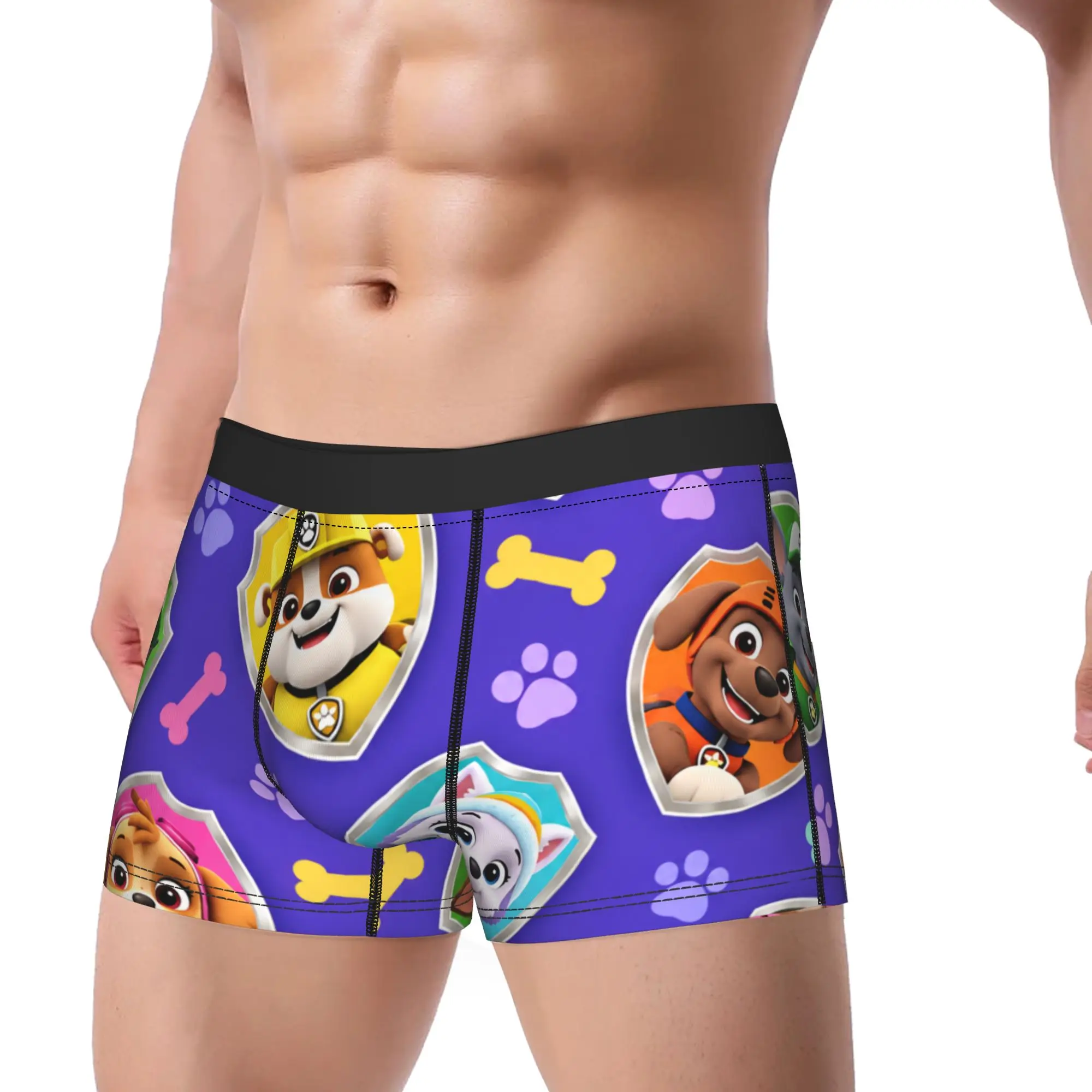 Paw Dogs Puppy Shield Badge Portrait Underwear  Comfortable Underpants Customs Boxer Brief For Males 3D Pouch Large Size Trunk