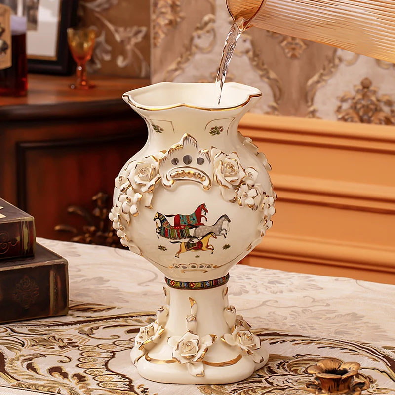 

Luxury European retro vase home living room porch TV cabinet flower arrangement hotel restaurant ceramic decoration ornament