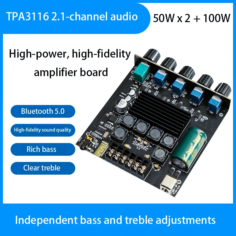 TOKBAN TPA3116 50 واط * 2 + 100 واط 2.1 قناة مكبر للصوت مع بلوتوث رقمي 5.0 وHIFI الفئة D للمسرح المنزلي