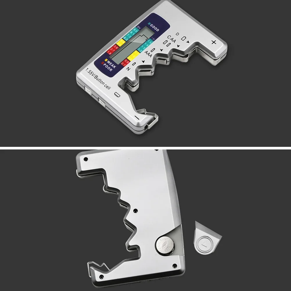 

Tester Digital Lcd Screen Portable Abs Material For Button Cell Check Power Level Indicator Silver