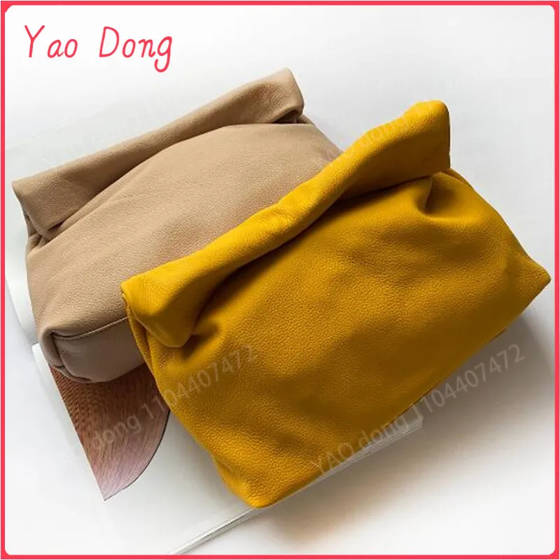 Yao Dong luxury designer Personality roll-edge leather bag  lazy casual leather bag soft bag  Phone Women High Quality holding S