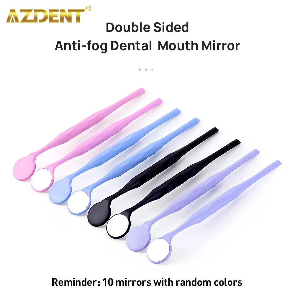 10PCS/Set AZDENT Dental Mouth Mirror Anti-fog Autoclavable Single & Double Sided with Handle Fibre Glass Oral Mirrors Reflectors