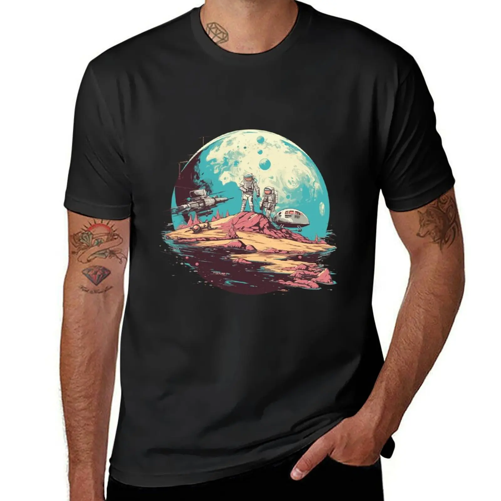 Steampunk Moon Landing Cosmos Si-Fi #5 T-Shirt plus size tops tops mens funny t shirts