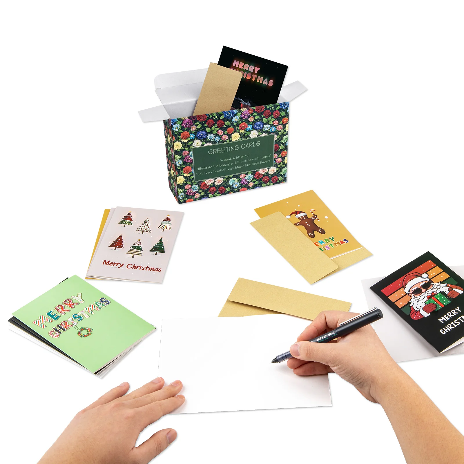 24 pcs 6x4 inch Weihnachts grußkarten mit Umschlägen Neujahrs karte in Box verpackt – Detail 2