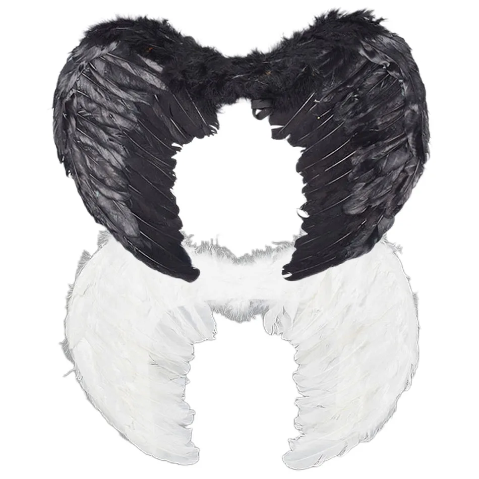 

Children Devil and Angel Wings Boys Girls Feather Wing Children Halloween Costume Party Accessories Kids Photography Props