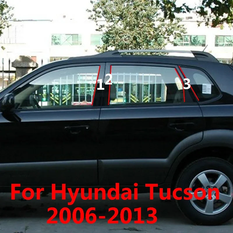 

For Hyundai Tuscon 2013 2012 2011 Car Middle Column PC Window Trims Decoration B C Pillar Strip Sticker 2010 2009 2008 2007 2006