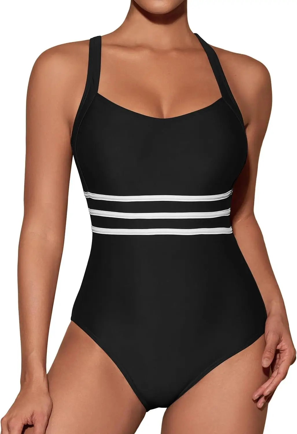 

Роскошный цельный купальник Trio, женский купальный костюм в полоску с цветными блоками, купальник с полным покрытием