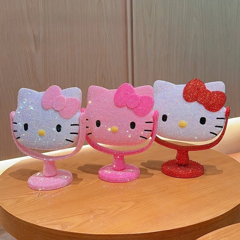 Espelho de Maquiagem Giratório de Mesa KT com Estampa de Leopardo e Glitter, Kit DIY, Presente Artesanal