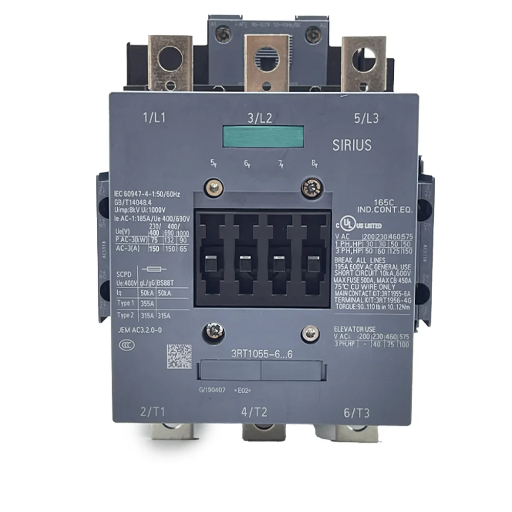 3RT1055-6AP36 3RT1055-6AF36 Power Contactor New  AC-3 150 A 75 KW / 400 VAC /DC Operating UC 110-127 V Auxiliary Contacts