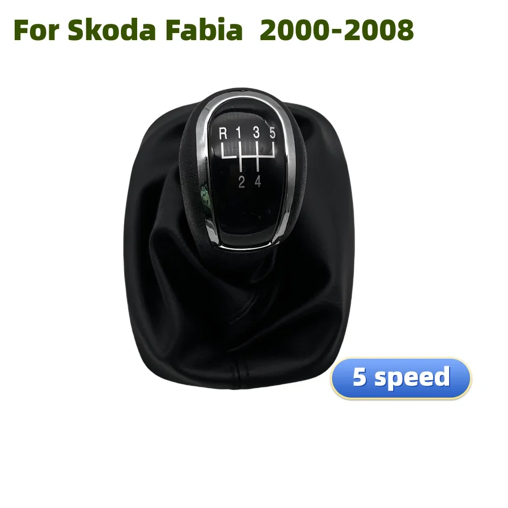 5/6 Speed Gear Stick Shift Knob Leather Boot For Skoda Fabia 2000 2001 2002 2003 2004 2005 2006 2007 2008 Car Accessories