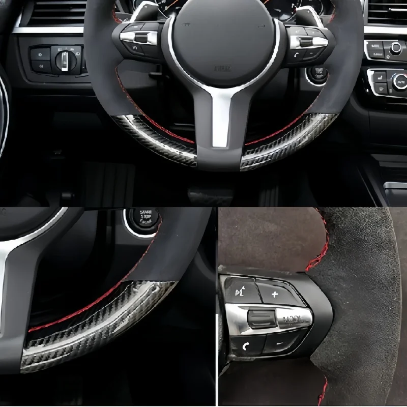 ﻿Car Steering Wheel Cover Carbon Fibre Suede Leather Breathable Black For Ford Kuga Focus 2 C-MAX Steering Wheel Braiding Cover