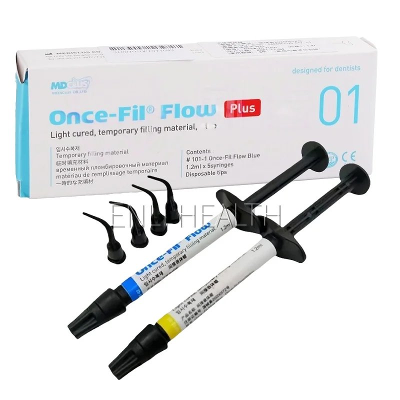 

MDCLUS Once-Fil Flow 1.2ml*5 Inlay Wax Light Cured Temporary Filling Elastic Dental Material Inlay Mud Blue/Yellow