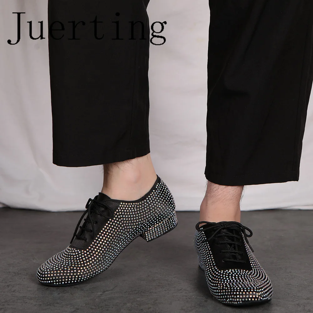 Juerting new black men's shoes Diamond Sparkly pas de deux Latin Cha-cha Modern jazz salsa soft Didi comfortable Batata Square b