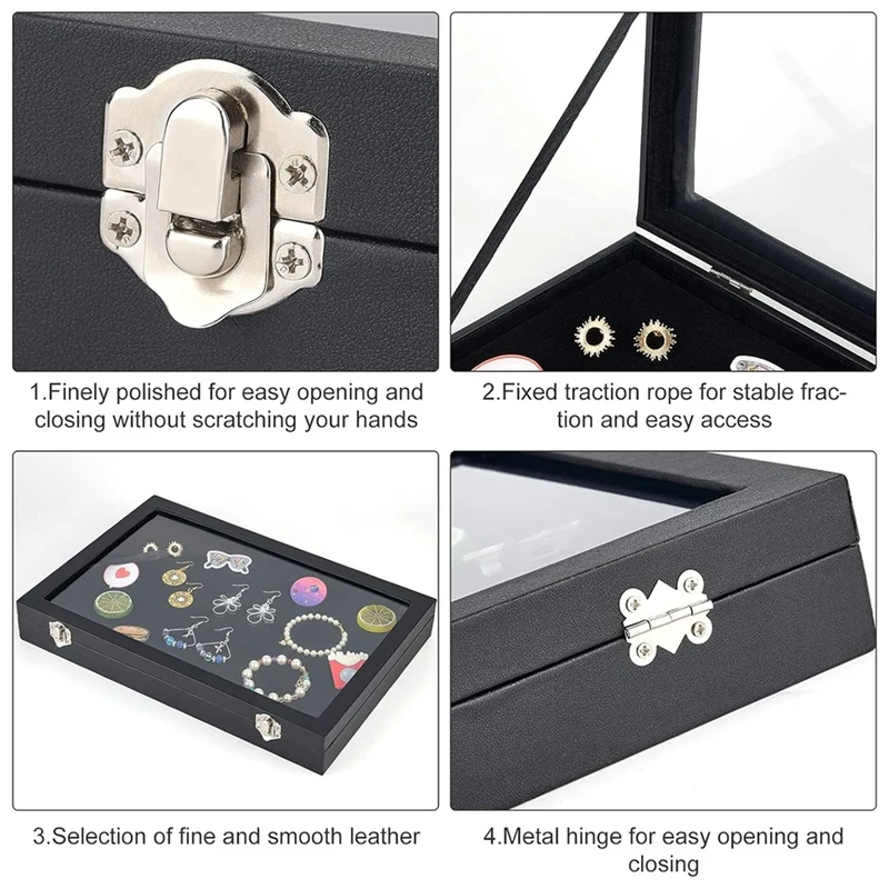 Kotak penyimpanan lencana transparan tahan debu kotak bros penyangga pajangan medali, bingkai pajangan Koleksi medali perhiasan, L mudah digunakan