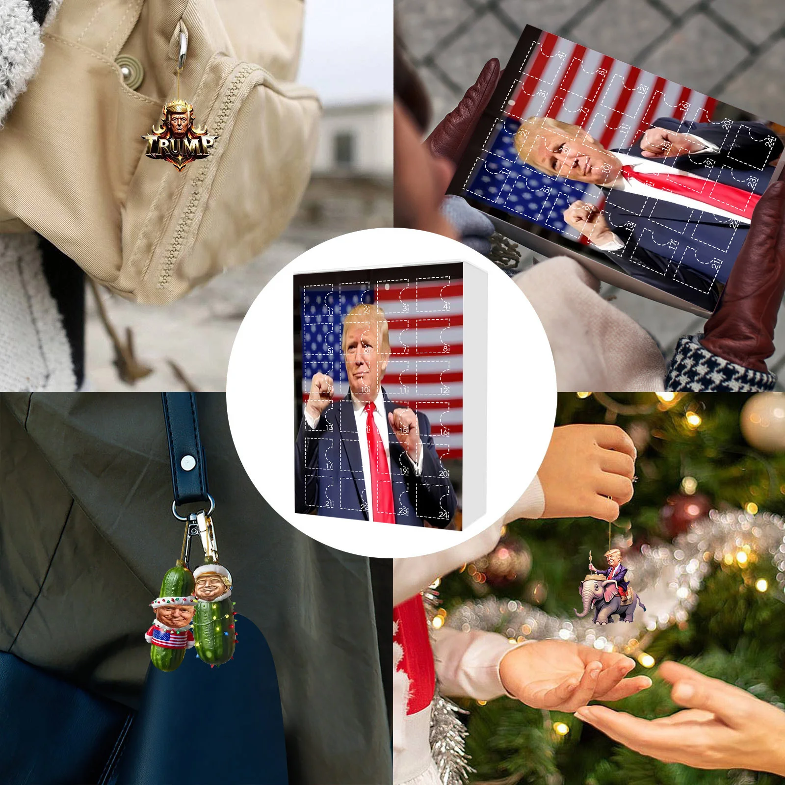 24-Tage-Weihnachts-Countdown-Kalender, Trump-Weihnachtsornament, Weihnachtsdekoration zum Aufhängen, Baumschmuck, Geschenk für Donald Trump-Unterstützer