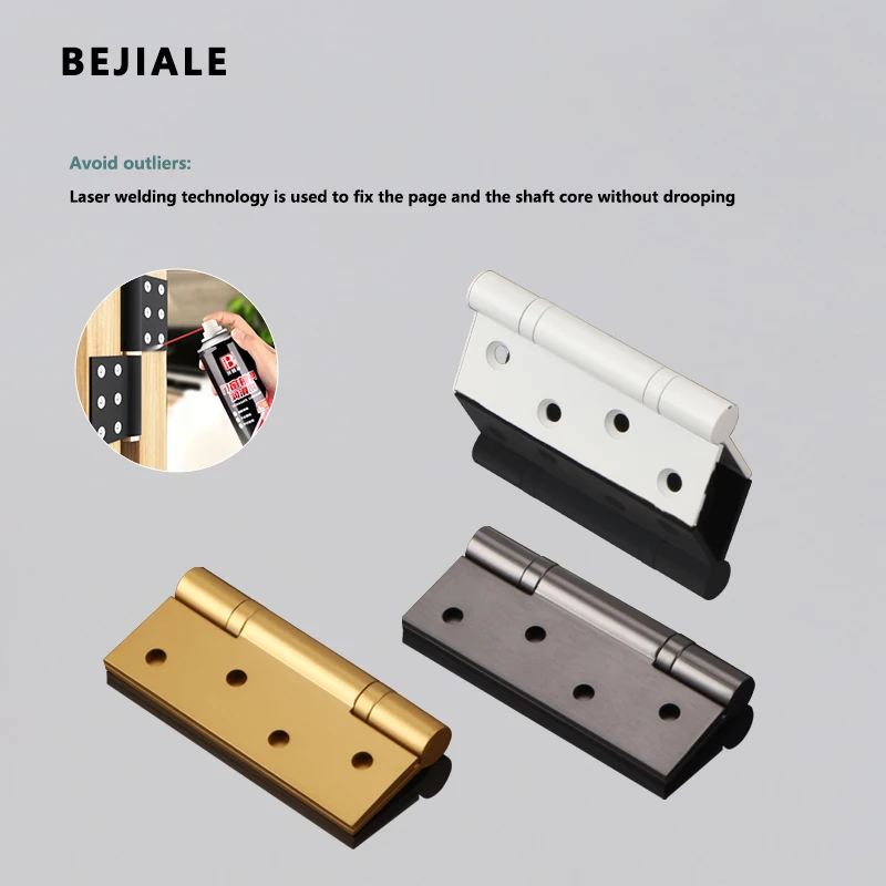 2023 New Silent Oil-free Flat Hinge Thickened Stainless Steel Room Door Wooden Door 4 Inch Invisible Door Mother Hinge 1 Price