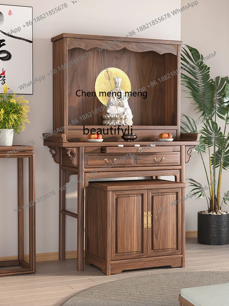 X  Black Walnut Altar Incense Burner Table Domestic Buddhist Hall Buddha Shrine New Chinese Style Clothes Closet Modern
