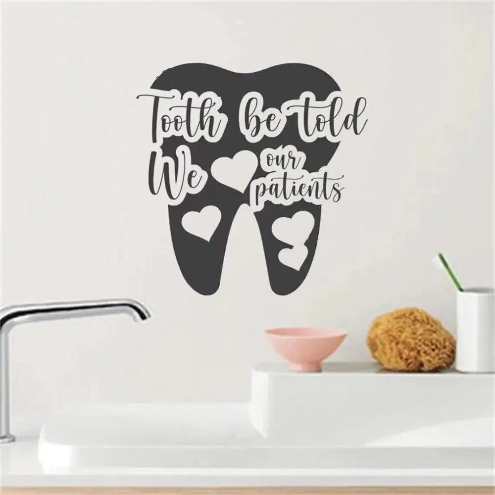 Wall Stickers Tooth Be Told We Love Our Patients Quotes Dental Office Decals Waiting Room Gift for Dentists Vinyl Murals DW13740