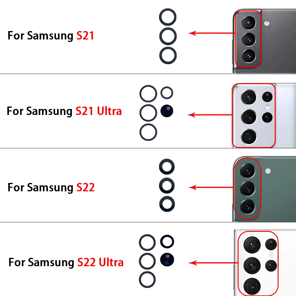 삼성 S23 S22 S20 플러스 울트라 카메라 교체용 후면 카메라 유리 렌즈, 접착제 스티커 수리 도구, 2 개