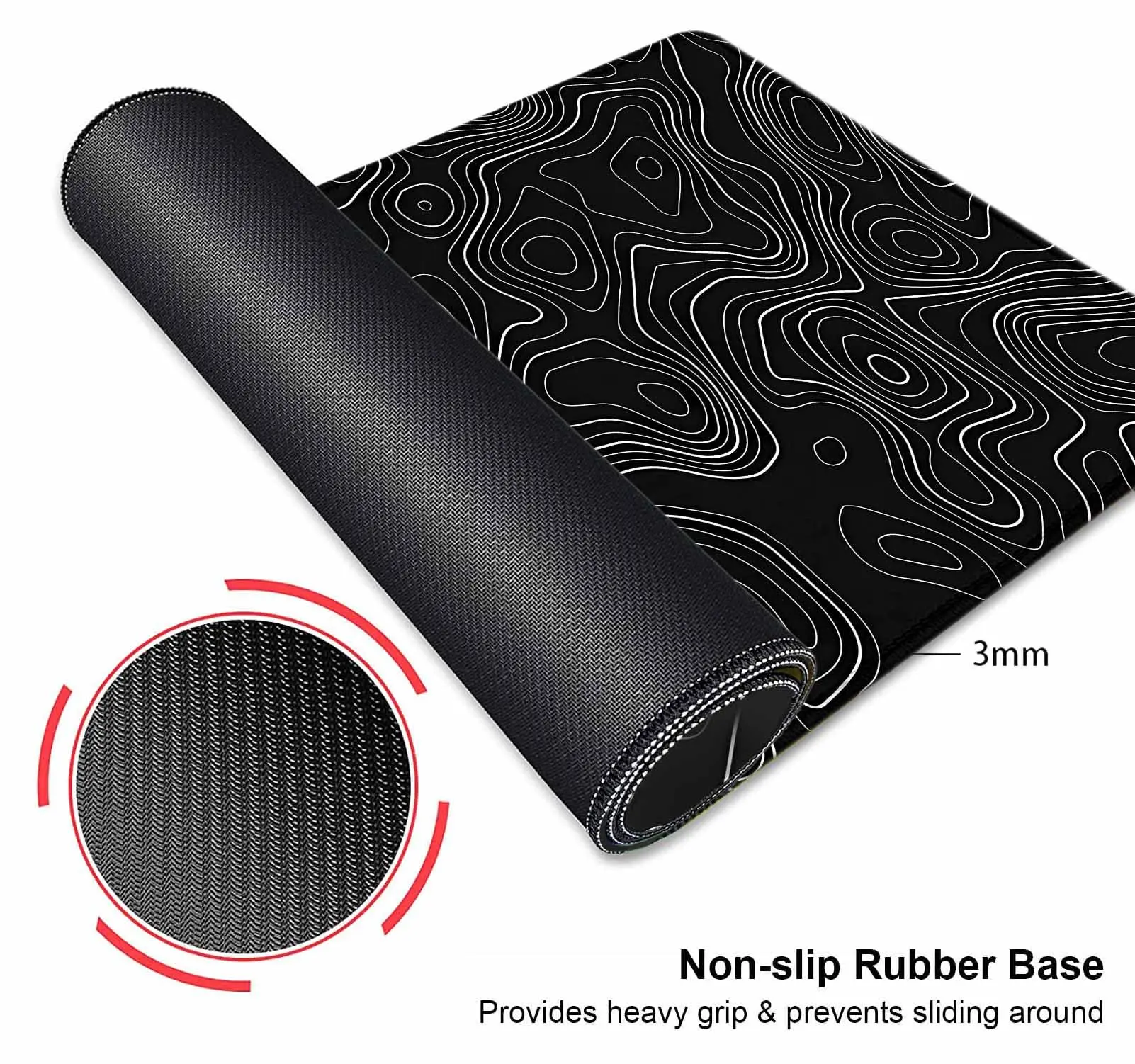 Large Gaming Mouse Pad,Mountain Topographic Desk Mat,Non-Slip Computer Big Mousepad with Keyboard Pad for Work,Gamer,Office,Home