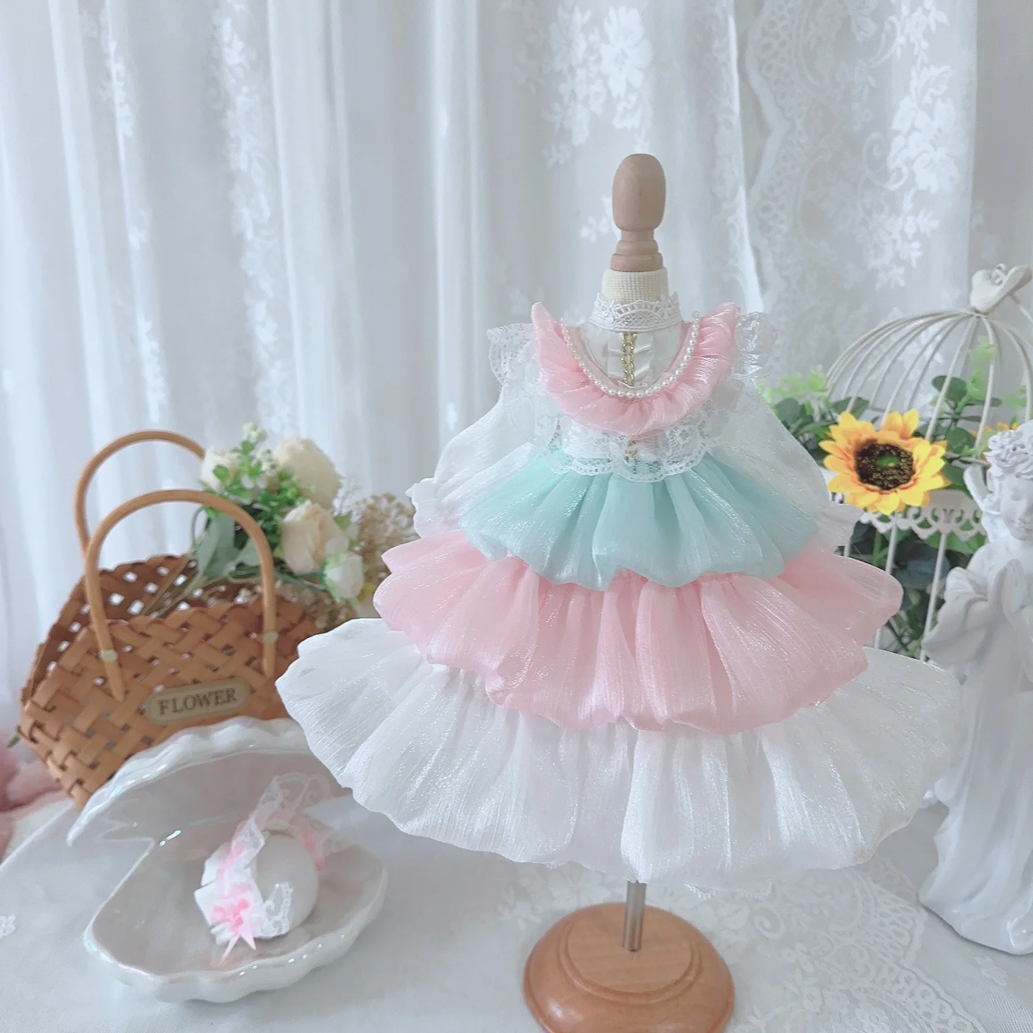 BJD Doll clothes suitable for in 1/3 1/4 1/6 size colorful long sleeved cake skirt dress doll accessories