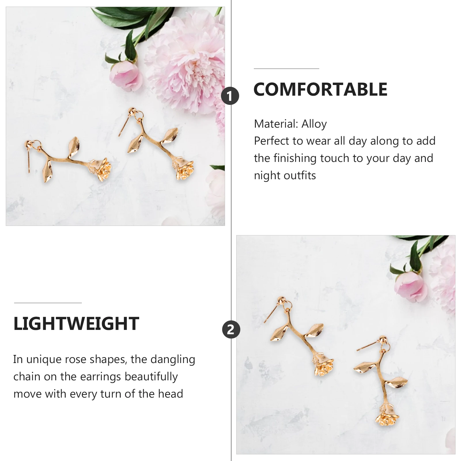 

Rose Shape Dangling Earrings Stylish Fashion Accessories Elegant Pendant Ear Jewelry ChicEarbob Gifts for Women