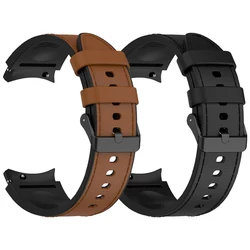 Leather+Silicone Strap For Samsung Galaxy Watch 7 6 5 Pro 40mm 44mm No Gaps Band Watch6 4 Classic 47 43 46mm Curved end Bracelet