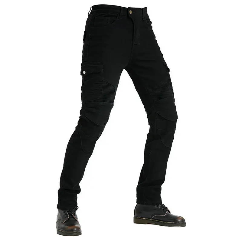 Pantalones de motociclismo Motorpool Volero negro suelto recto locomotora pantalones vaqueros protectores Motor deportes carreras ocio pantalones