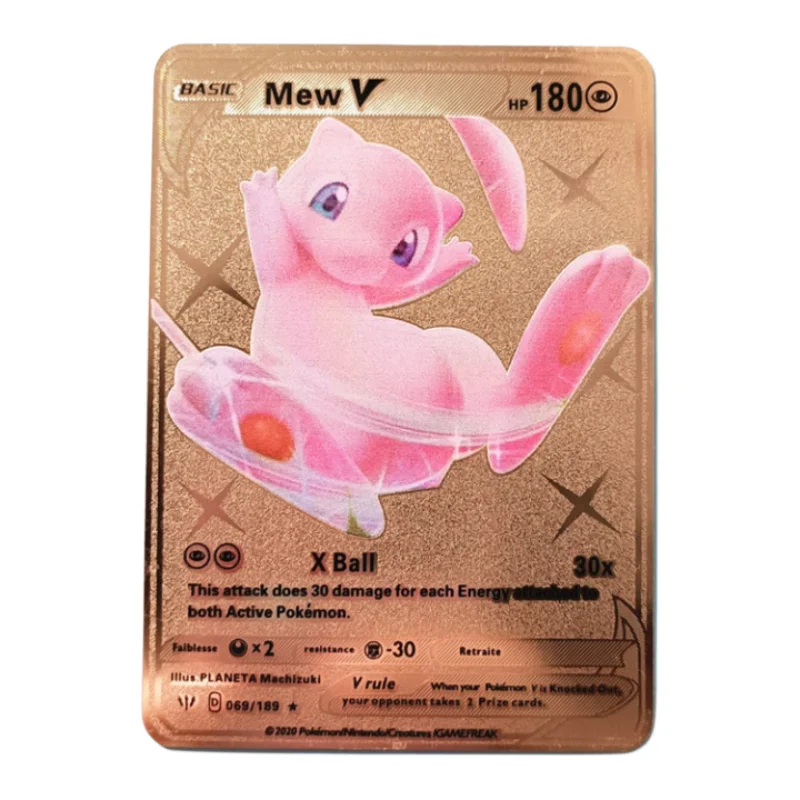 Pokemon Self Made Metal Series Card personaggi del gioco Anime Pikachu Charizard Mew Sword Shield Rainbow Vmax Collection Flash Card