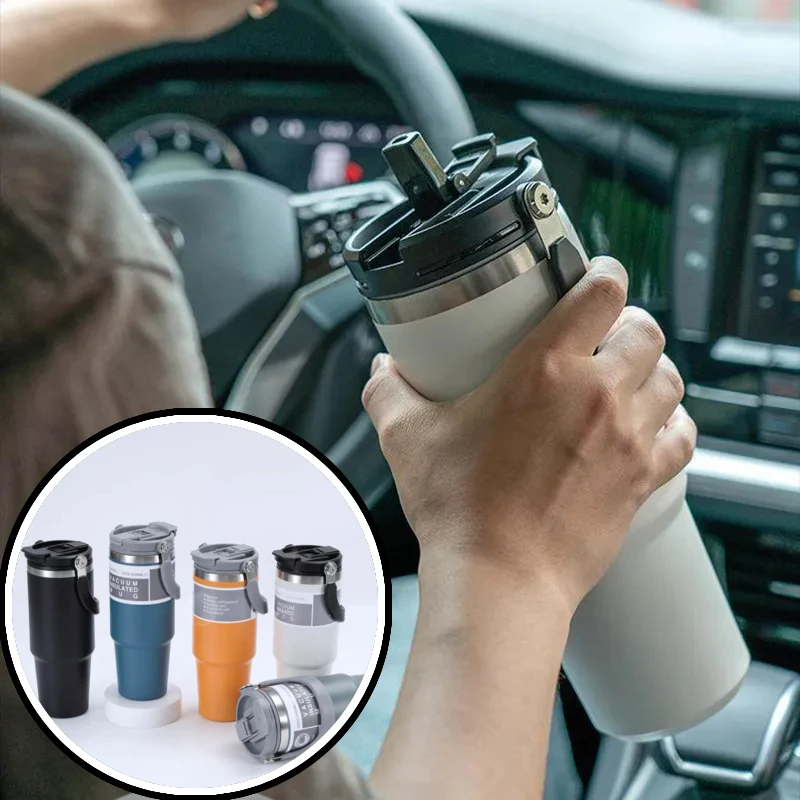 

Thermos Bottle Double Wall Vacuum Bottle Thermal Mug Stainless Steel in-car Water Cup with Straw Travel Coffee Mug Tumbler 30oz