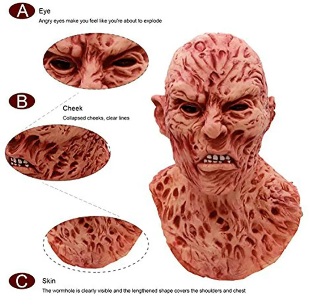 Freddy Krueger Mask Latex Adult Halloween Party Costume 13th Killers Jason Horror Slasher Scary Larp Jason Cosplay Masks Props